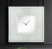 Noralie W IX Mirrored & faux diamonds square shape wall clock w/ led