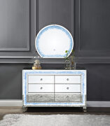 Noralie A V Mirrored & faux diamonds accent table w/ led