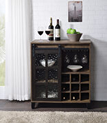 Rustic wooden frame paired with metal hardware wine cabinet