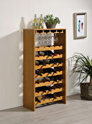 Rich oak finish wooden frame wine cabinet main photo