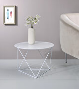 White finish geometric metal base accent table main photo