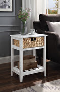 Chinu II White & natural finish coastal breezy style accent table
