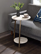 Natural & champagne finish modern and minimalist design accent table main photo