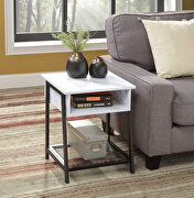 Taurus White printed faux marble rectangular top accent table