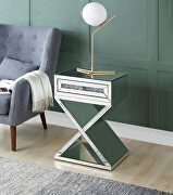 Noralie A Mirrored & faux diamonds x-shaped base accent table