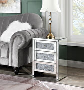 Mirrored & faux diamonds accent table w/ 3 storage drawers main photo