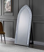 Noralie F V Mirrored & faux diamonds accent floor mirror w/ led