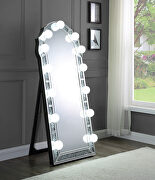Noralie F Faux diamond inlay & clear glass accent floor hollywood mirror