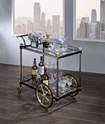 Cyrus Black/gold & clear glass serving cart