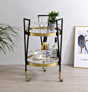 Tempered tier shelf and black/ gold finish base serving cart main photo
