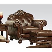 Top grain brown leather tufted back chair
