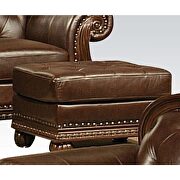 Top grain brown leather tufted ottoman