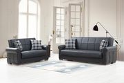 Silva (Black PU) Casual style sofa bed / couch w/ storage