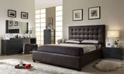 Modern brown leather full bed w/ storage main photo
