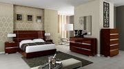 Italy made high-gloss lacquered walnut bed main photo