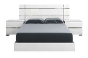 Italy made high-gloss lacquered white king bed main photo