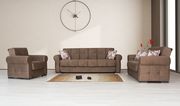 Contemporary light brown tufted sofa w/ storage main photo