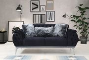 Barcelona (Black) Ultra-contemporary low-profile fabric tufted sofa