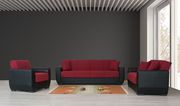 Black/red fabric/pu leather storage sofa bed