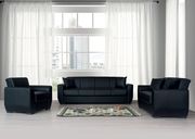Black pu leather sofa / sofa bed w/ storage main photo