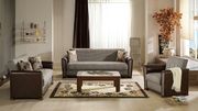 Alfa (Brown) Gray-brown casual sofa w/ bed and storage