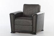 Gray fabric casual chair w/ bed and storage