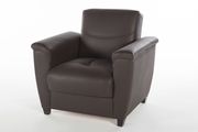 Aspen (Dark Brown) Leatherette storage chair / sofa bed in brown