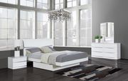 Aurora Queen SET (White) High gloss finish white 5pcs bedroom set