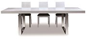 Expandable modern dining table in white w/ crocodile pattern