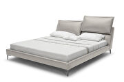 Ascend (Light Gray) Gray leather low-profile stylish contemporary bed