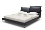 Black leather low-profile stylish contemporary bed main photo
