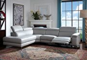 Full leather gray sectional w/ electric recliner main photo