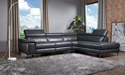 Axel (Black) RF Full leather black sectional w/ electric recliner
