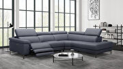 Full leather slate gray sectional w/ electric recliner main photo