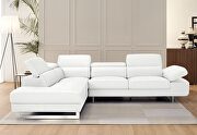 White leather left-facing sectional w/ moving headrests main photo
