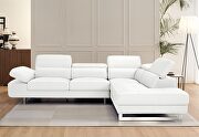 Barts (White) RF White leather right-facing sectional w/ moving headrests