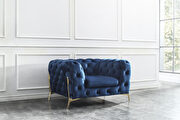 Blue fabric glam style chair w/ gold legs main photo