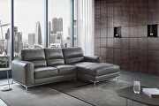 Modern top grain dark gray right-facing leather sectional sofa main photo