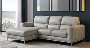 Crosby (Smoke) LF Modern top grain smoke gray leather sectional sofa