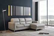 Crosby (Smoke) RF Modern top grain smoke gray leather sectional sofa