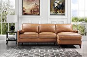 Saddle color leather sectional sofa main photo