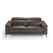 Brown leather loveseat w/ adjustable headrests main photo