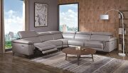 Gray full leather recliner sectional sofa main photo