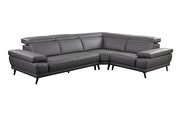 Full gray leather sectional sofa main photo