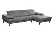 Mercer RF (Gray) Gray right-facing leather sectional sofa