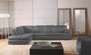 Left-facing gray leather low-profile modern sectional main photo
