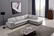 Right-facing smoke leather low-profile contemporary sectional main photo