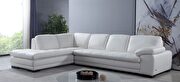Left-facing white leather low-profile contemporary sectional main photo