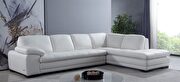 Right-facing white leather low-profile modern sectional main photo