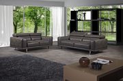 S116 (Gray) Modern low-profile leather sofa in gray